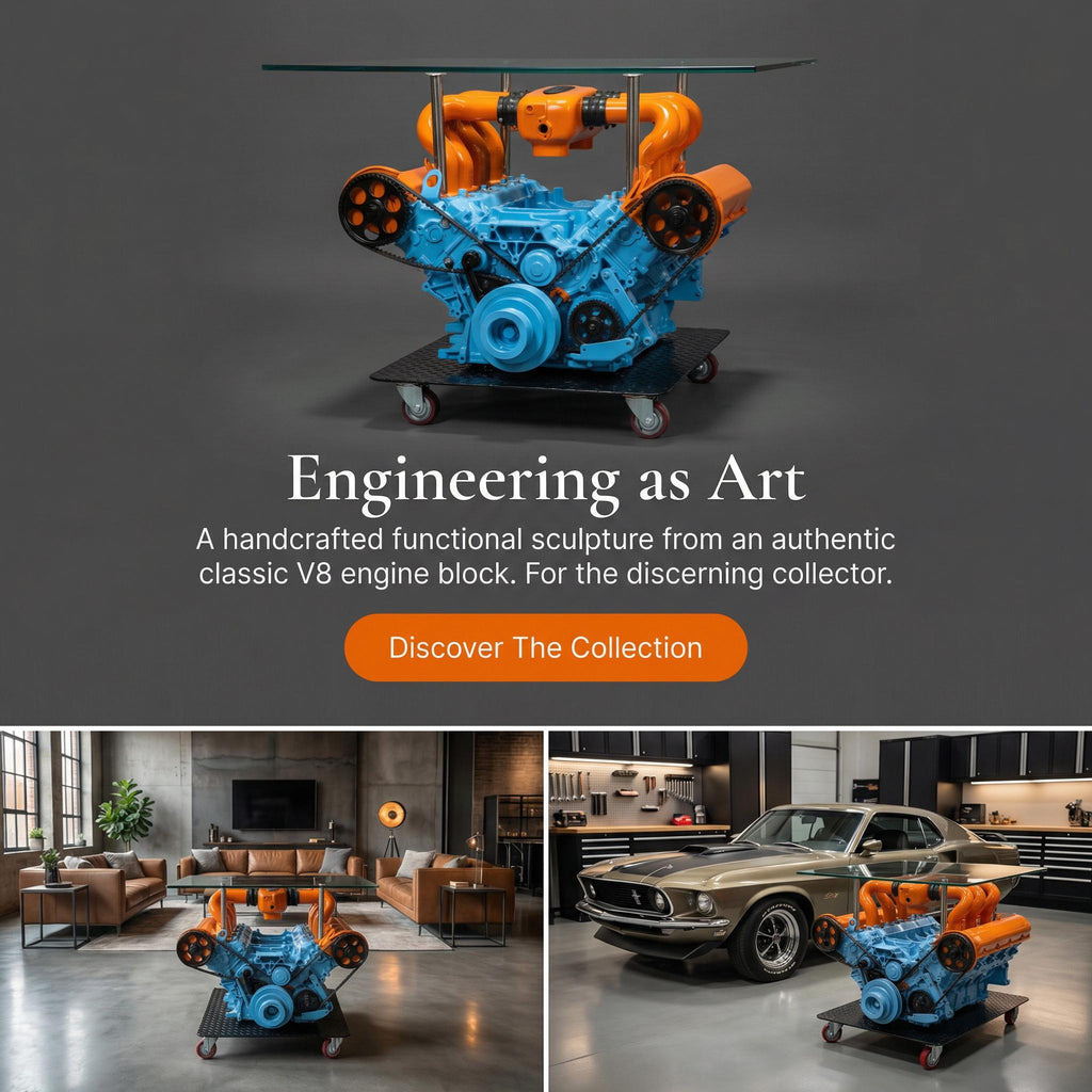 German V8 Engine Coffee Table – Gulf Livery Edition