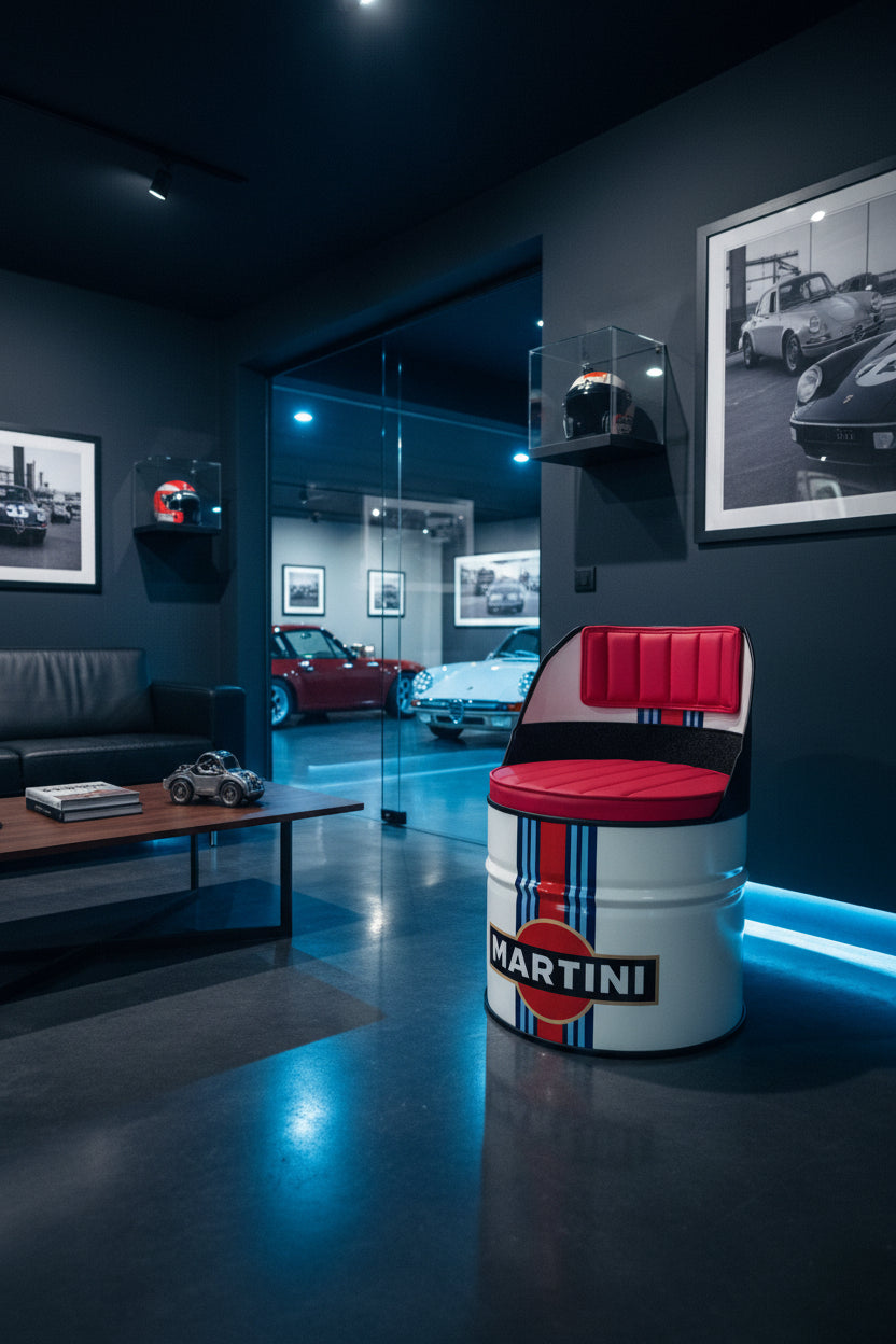 Martini Racing Inspired Barrel Lounge Chair