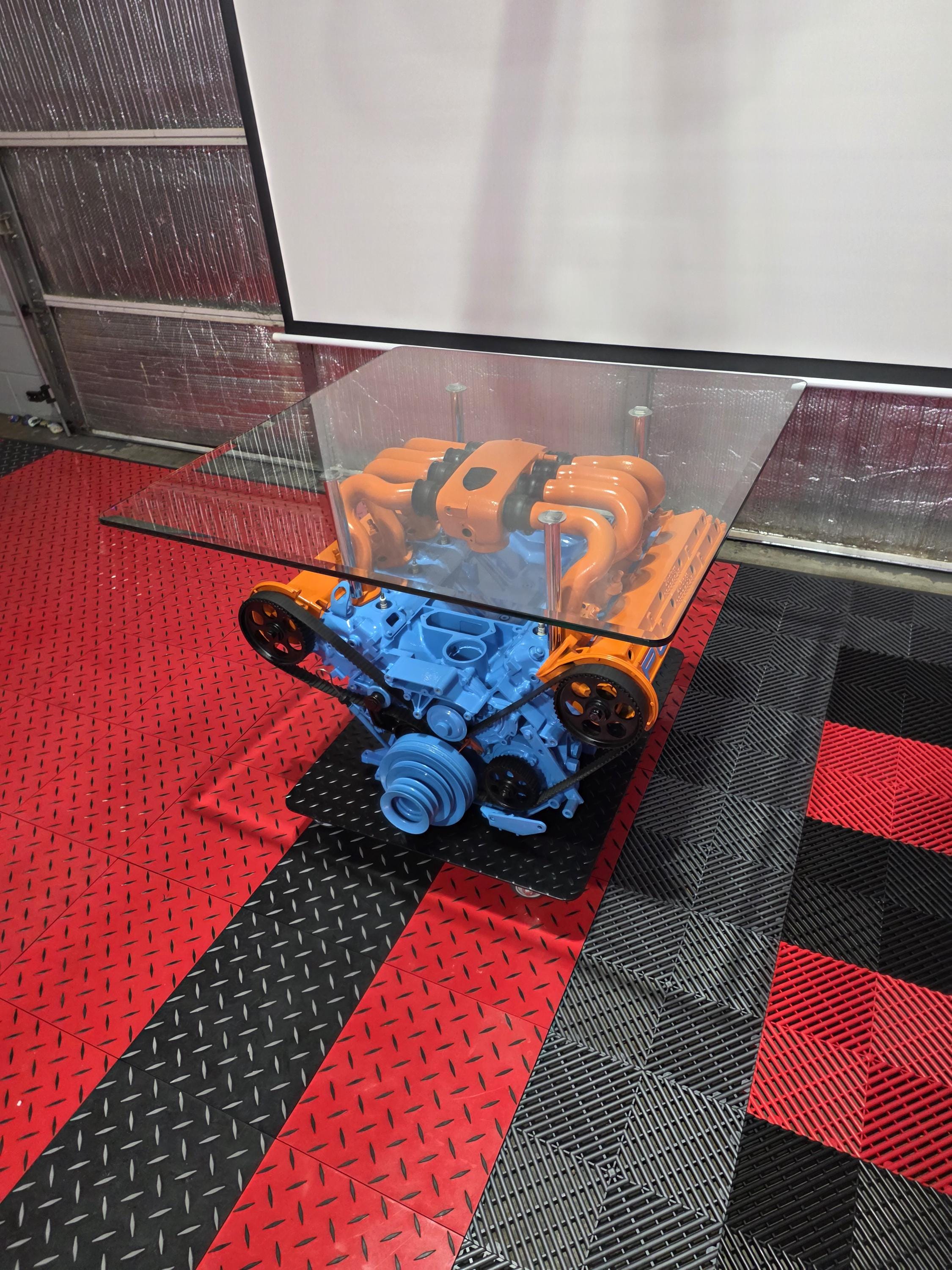 German V8 Engine Coffee Table – Gulf Livery Edition