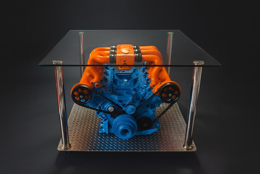 German V8 Engine Coffee Table – Gulf Livery Edition