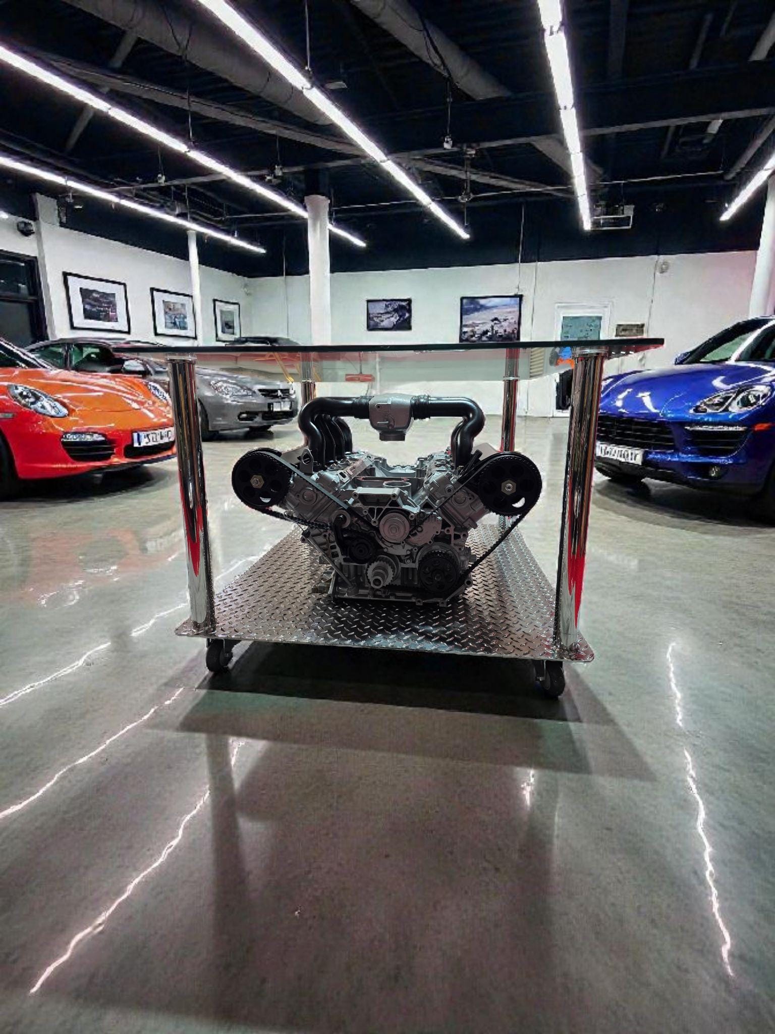 Industrial V8 Engine Block Coffee Table