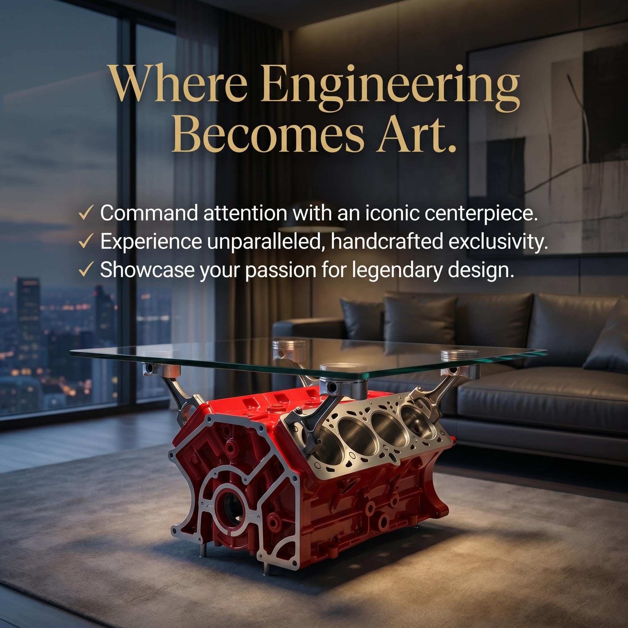 Ferrari Mondial V8 Engine Block Coffee Table