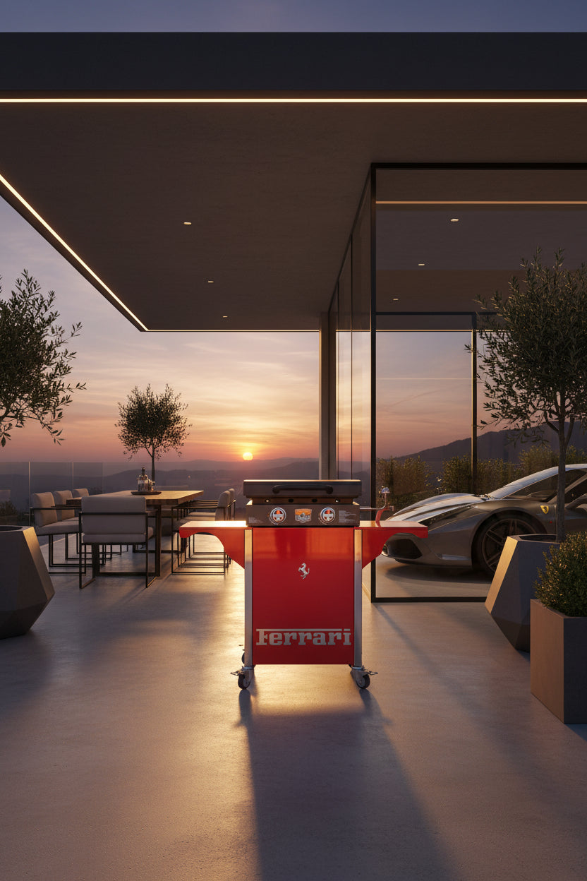 Ferrari Inspired Custom Grill Cart & Outdoor Barbecue Station
