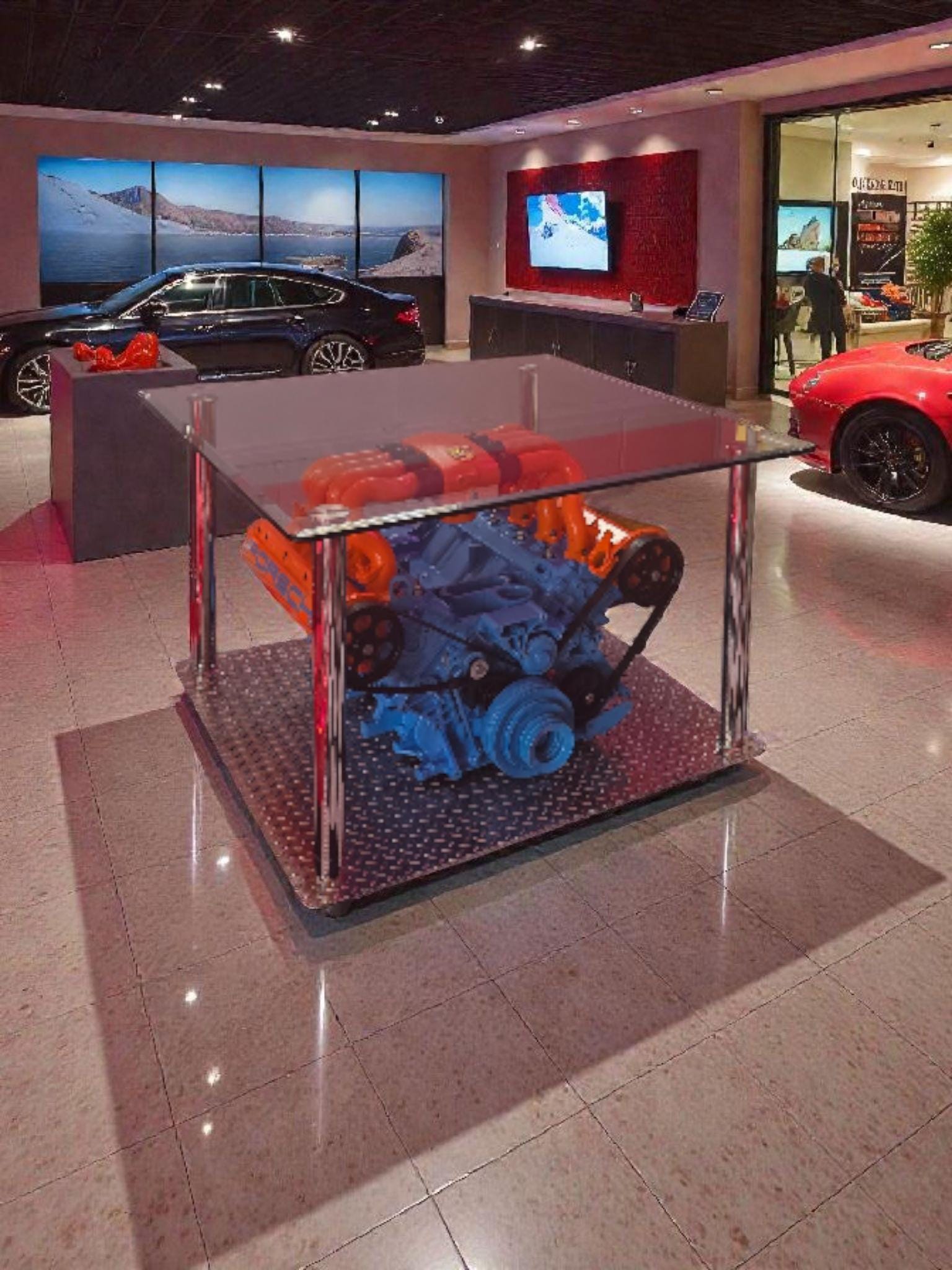 German V8 Engine Coffee Table – Gulf Livery Edition