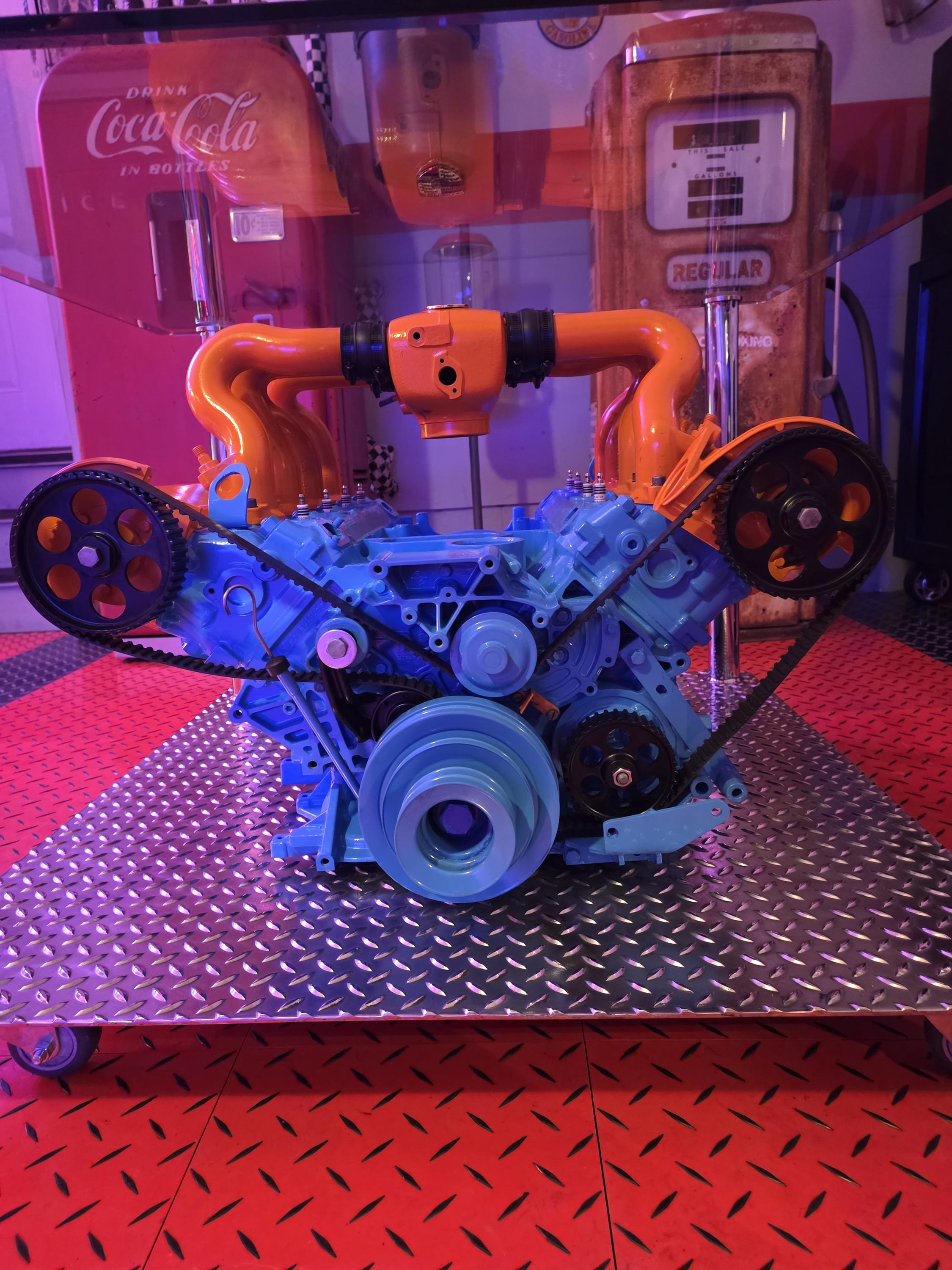 German V8 Engine Coffee Table – Gulf Livery Edition